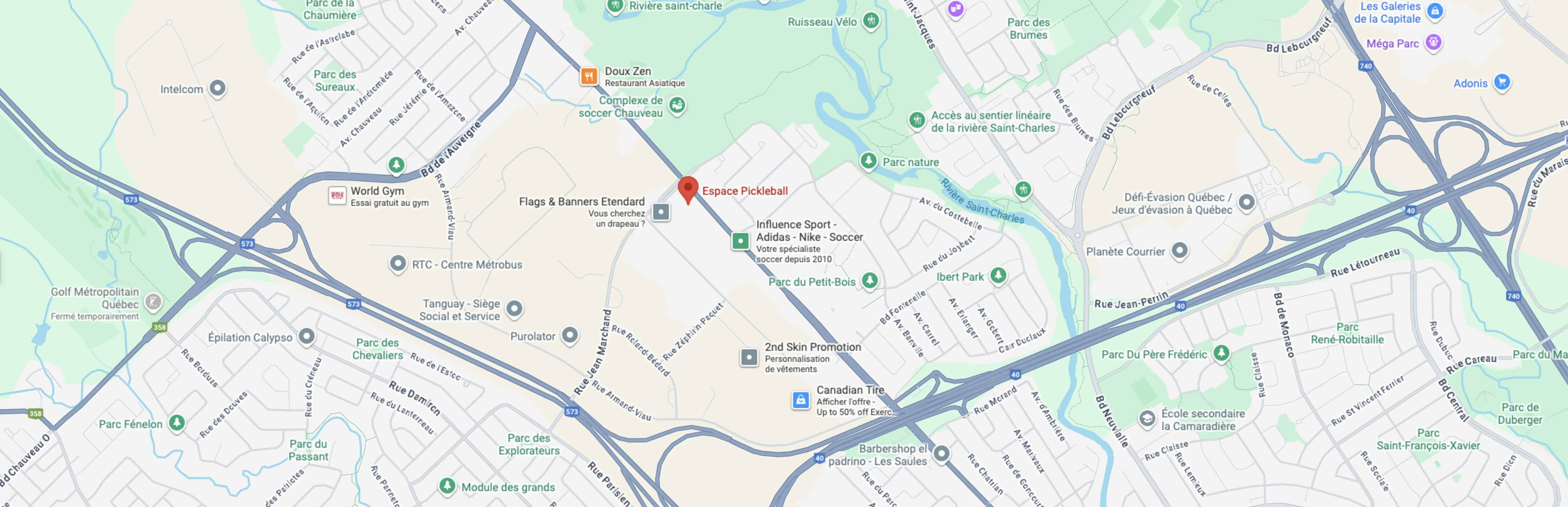 Localisation de l'Espace Pickleball sur Google Maps